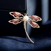 micro pave cubic zirconia dragonfly brooches pins luxury jewelry women fashion wedding party brooch statement insect corsage