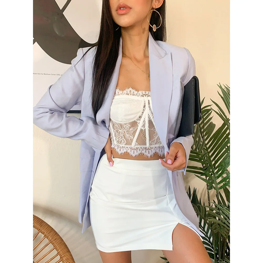 

Hot 2021 Summer New Lace Stitching Back Zipper Women's Sexy Top