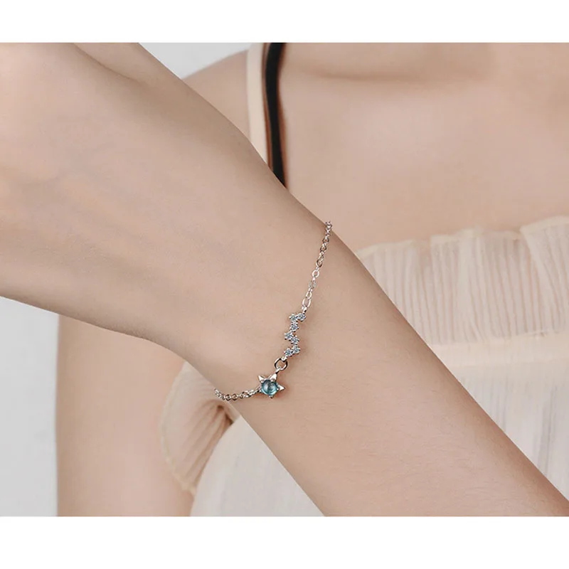 MEETSOFT модные аксессуары серебряного цвета браслеты для женщин с кристаллами