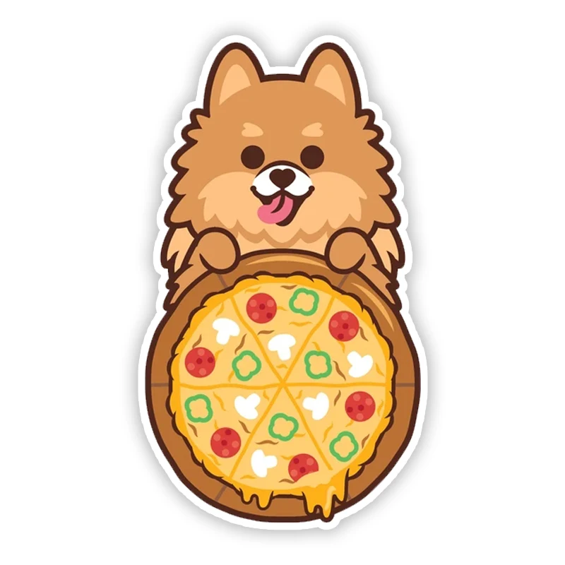 

A0161# 13 cm/17 cm Self-adhesive Decal POMERANIAN PIZZA Car Sticker Waterproof Auto Decors on Bumper Rear Window Laptop