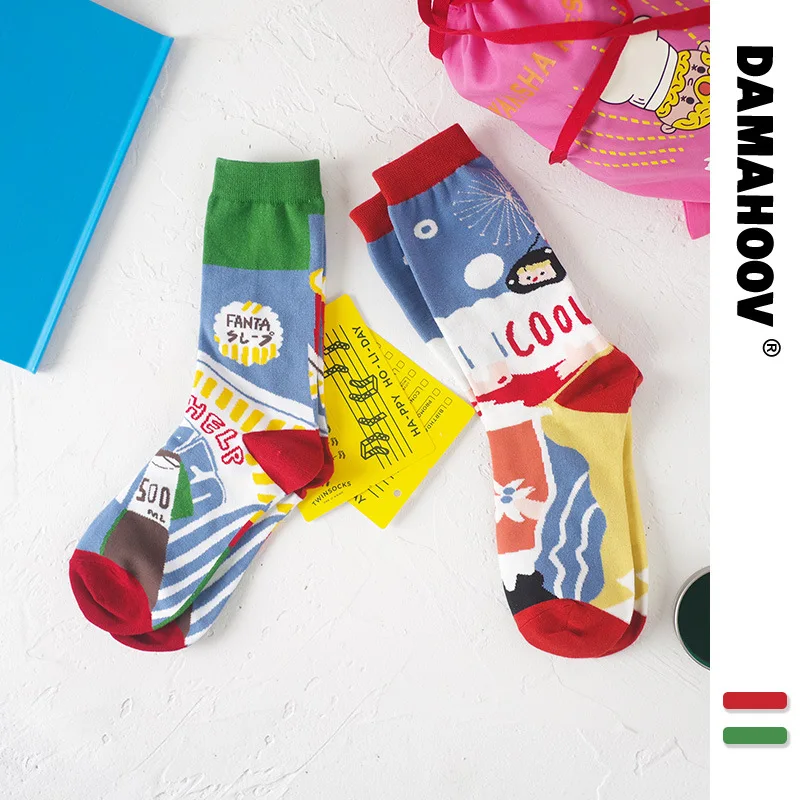 

Мультяшные милые индивидуальные цветные японские носки из чистого хлопка носки детские новые носки средней длины на осень и зиму