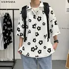 Винтажная гавайская рубашка VERSMA в Корейском стиле Харадзюку с цветочным принтом для мужчин и женщин, летние топы для мальчиков и девочек, забавная гавайская рубашка, большие размеры