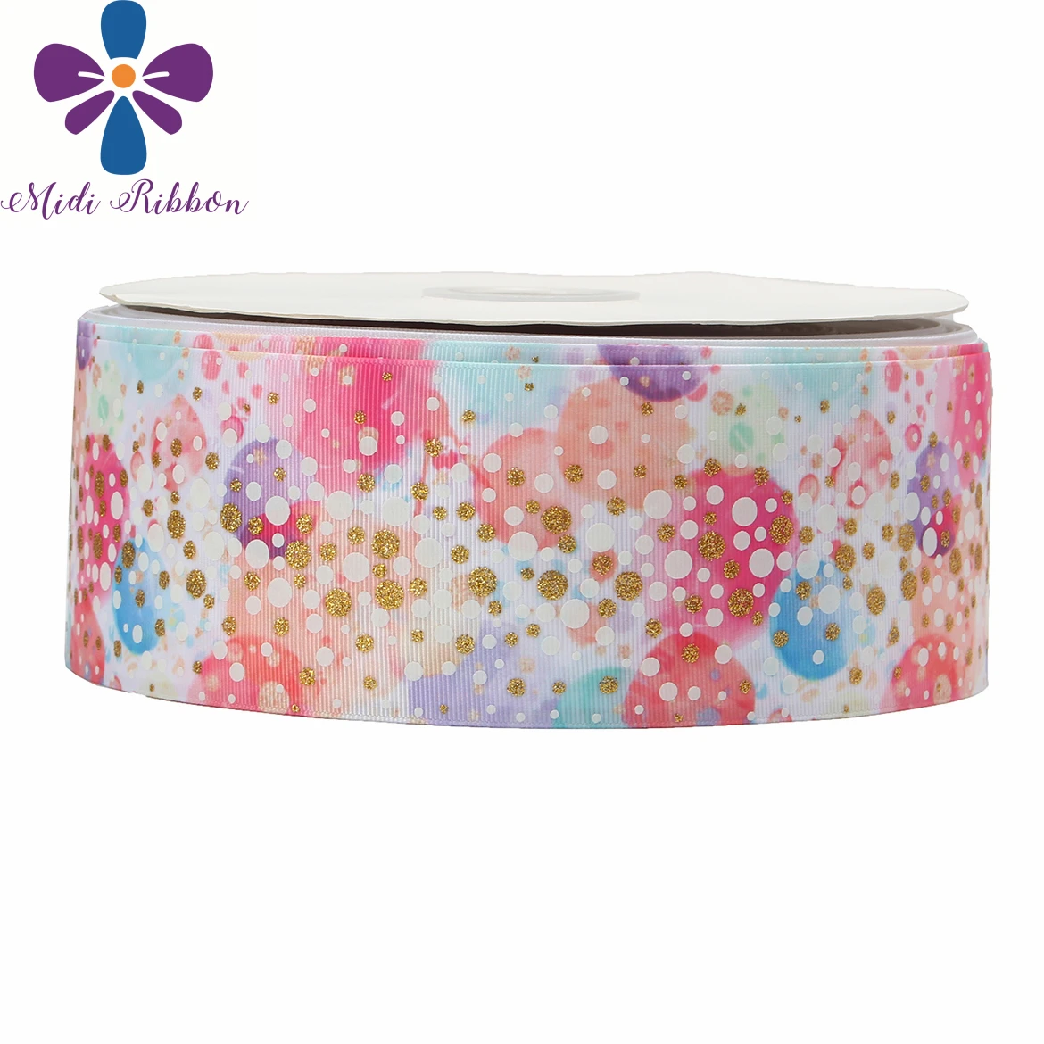 

3"75mm Gold Glitter Full White Ink Print Glow in the Dark Purple Galaxy Printed Grosgrain Ribbon DIY Hair Bowknots 50yards/roll