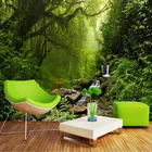 Пользовательская фотография роспись зеленый лес природный пейзаж 3D нетканые тисненые обои для гостиной спальни декоративные настенные фрески