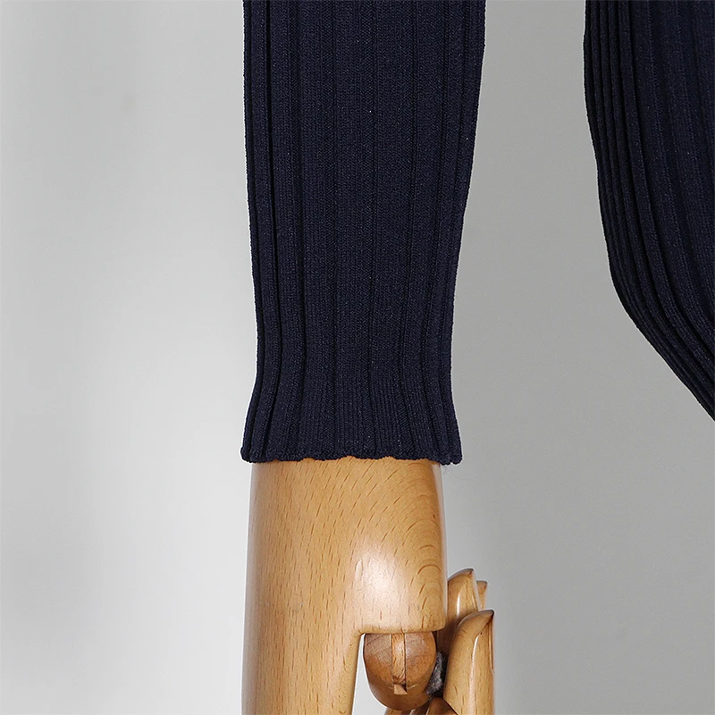 

TWOTWINSTYLE Knitted Patchwork Chain Dress For Women Turtleneck Long Sleeve High Waist Backless Slim Dresses Female Fashion