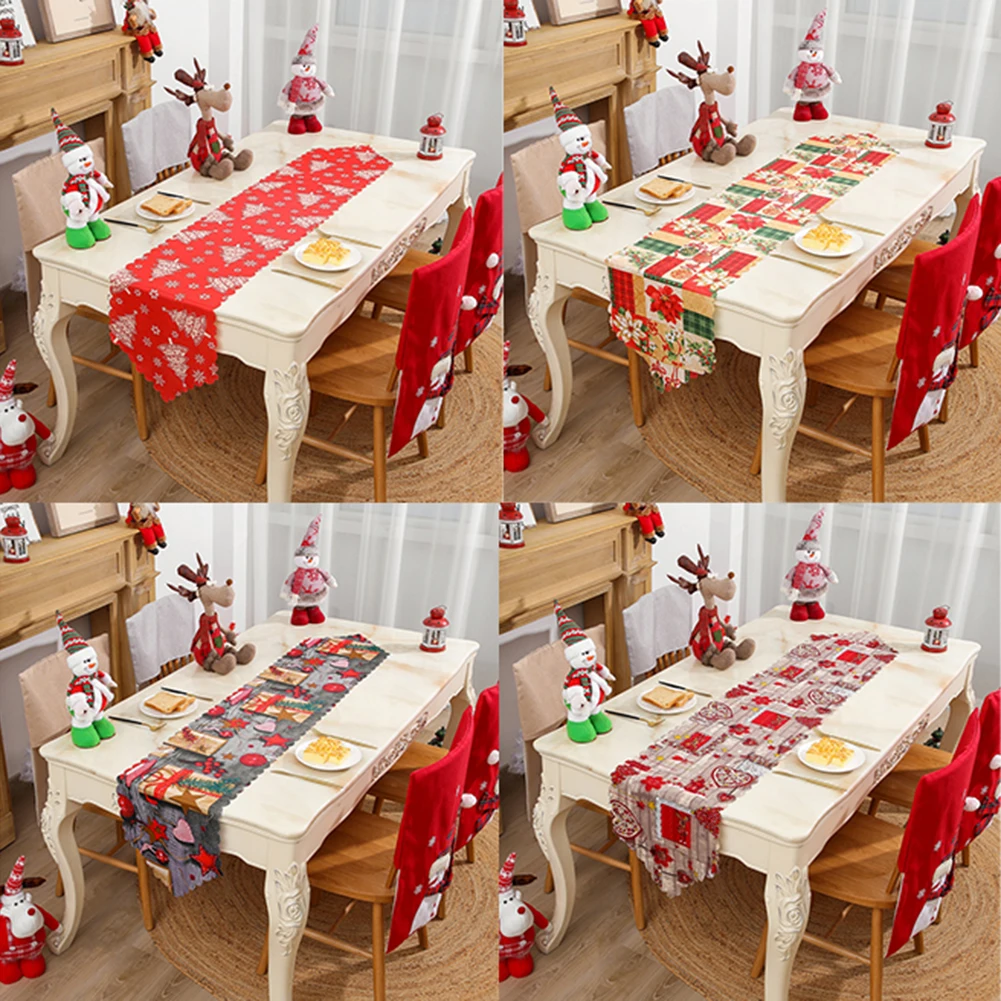 

Table Runner Tablecloth Xmas Table Christmas Elk Snowman Merry Christmas Decor For Home Xmas Ornaments New Year's Decor Retro