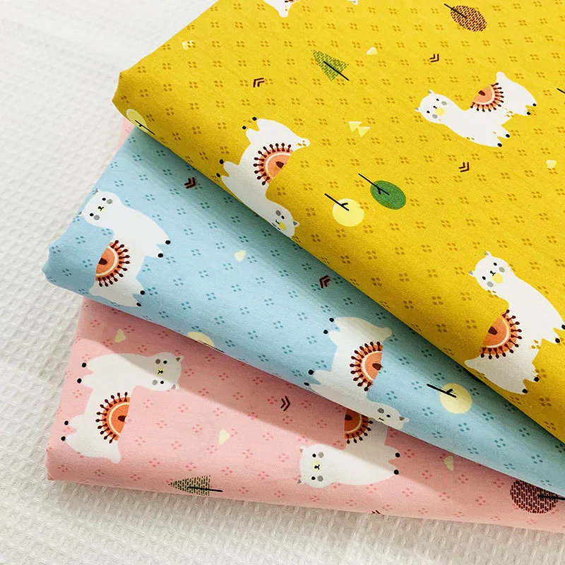 Саржевая хлопчатобумажная ткань с милым принтом животного для рукоделия
