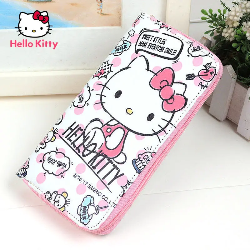 

Детский кошелек Hello Kitty корейский мультяшный аниме милый Длинный кошелек на молнии студенческий кошелёк для монет кошелек