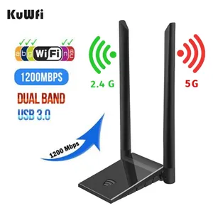 KuWFi USB 3,0 Wifi адаптер 1200 Мбитс ПК Wi-fi приемник 2,4G и 5,8G RTL8812BU антенна USB Ethernet Lan Wifi ключ с 2 * 5dBi