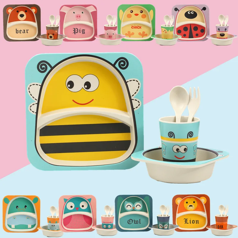 Набор бамбуковой посуды Imebaby5 шт. Бамбуковая миска тарелка для кормления ребенка