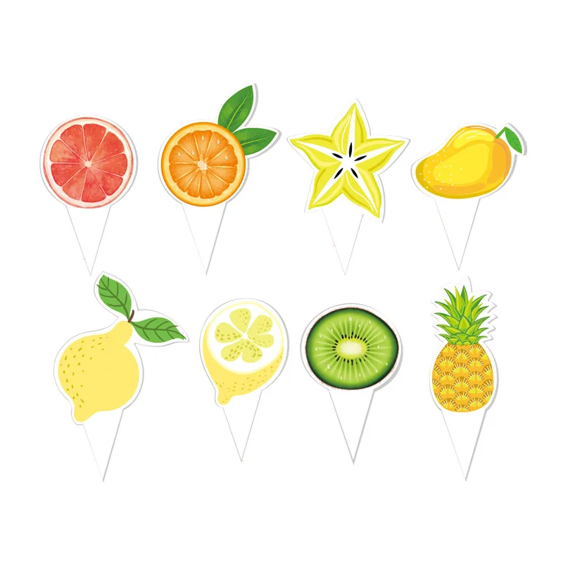 8pcs orange tag Летняя Вечеринка пончик мороженое тема украшения для кексов тарелка сотовый флаг с мячом коробка конфет набор день рождения, детский душ вечерние поставки - Цвет: 8pcs orange tag