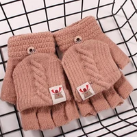 novel half finger mittens convenient durable unisex stripe half finger mittens flip gloves fingerless mittens 1 pair