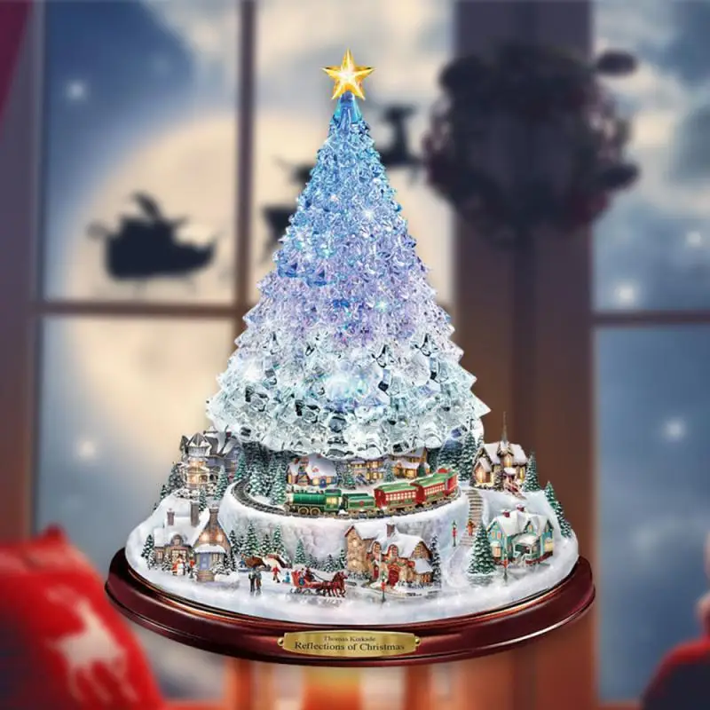 20x30cm Christmas Crystal Tree Santa Claus Snowman Rotating Sculpture Window Paste Sticker Winter 2022 New Year Party Home Decor | Дом и сад