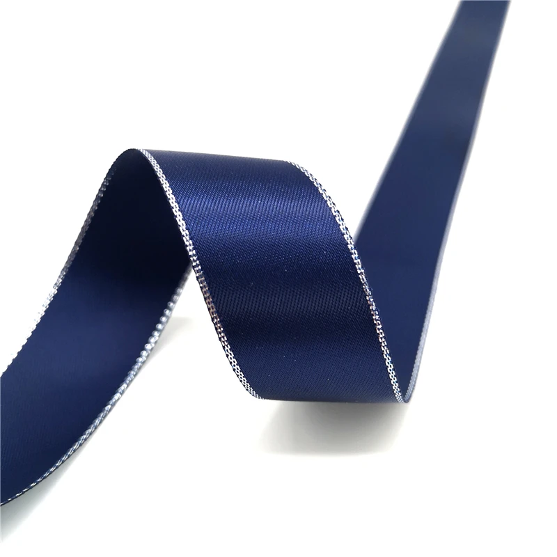 Атласная лента серебристая металлическая для цветов Подарочная Свадебная