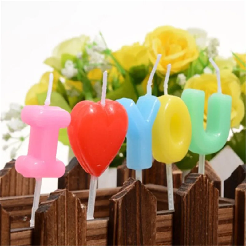 Музыкальная Светодиодная свеча с надписью I LOVE YOU, вечерние, праздничные, на день рождения, свадьбу, романтическая Свеча для торта, на Рождество