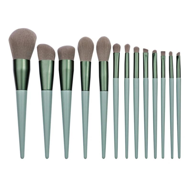 

12pcs Makeup Brush Set Giant Soft Eyeshadow Foundation Blush Eyebrow Beauty Tool Loose Paint Bevel Trimming Flame Highlight