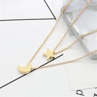 fashionable and versatile star moon pendant necklace womens short clavicle chain