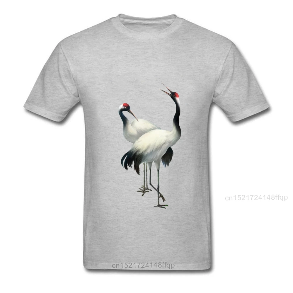 Брендовая Новая мужская серая футболка с принтом журавлей летняя и осенняя