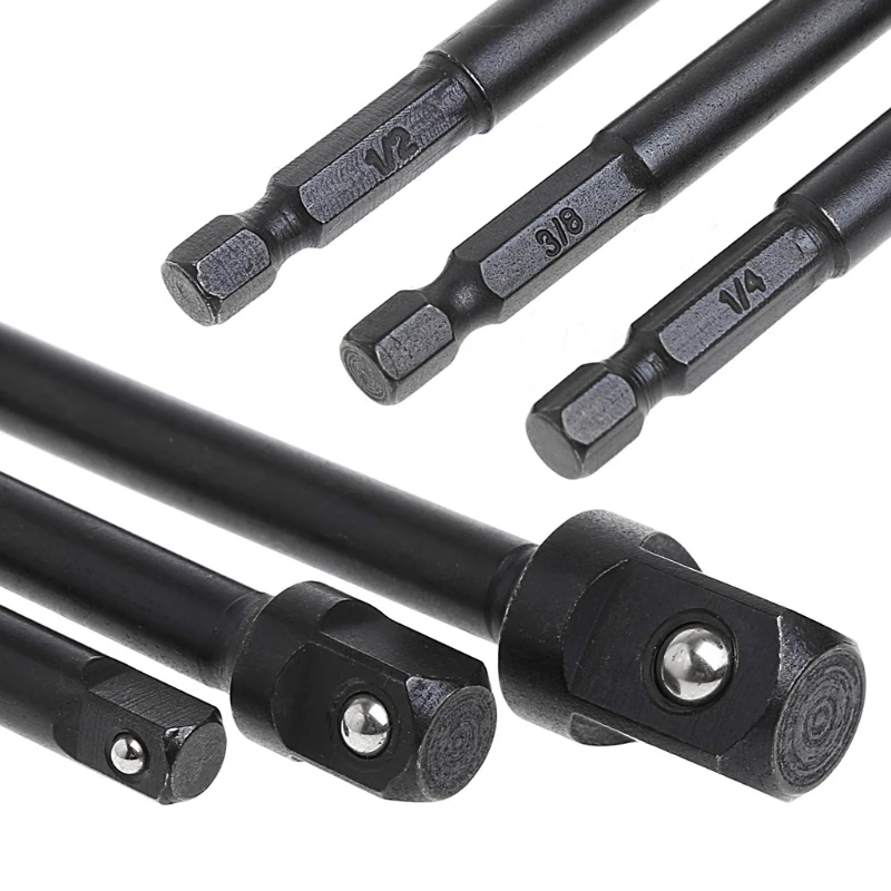 

3 Pcs Socket Adapter Set Hex Shank To 1/4 3/8 1/2 Inch Impact Driver Drill Bits