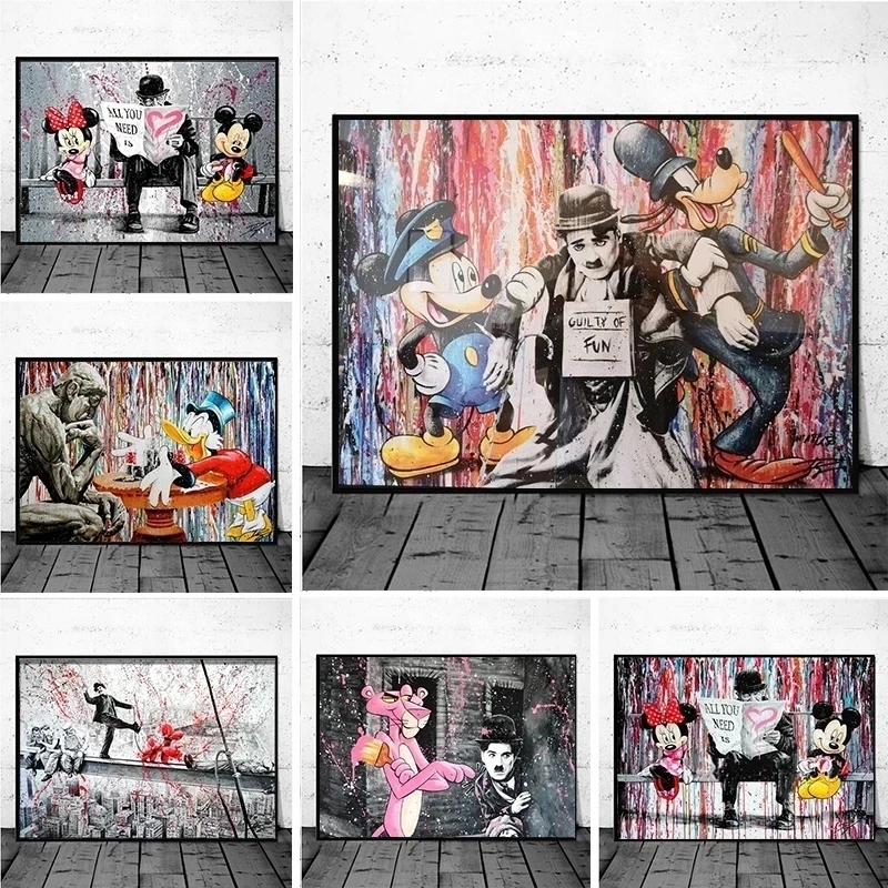 

Disney Canvas Pictures Home Decoration Paintings Mickey Mouse Poster HD Prints Wall Graffiti Art Modular Living Room No Framed