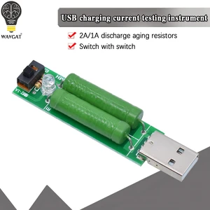 WAVGAT USB-порт мини-разрядный нагрузочный резистор цифровой измеритель напряжения тока тестер 2A 1A с переключателем 1A зеленый светодиод 2A красный светодиод