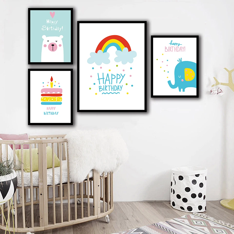 Северный плакат 24 стиля мультфильм милые дети день рождения как Художественная