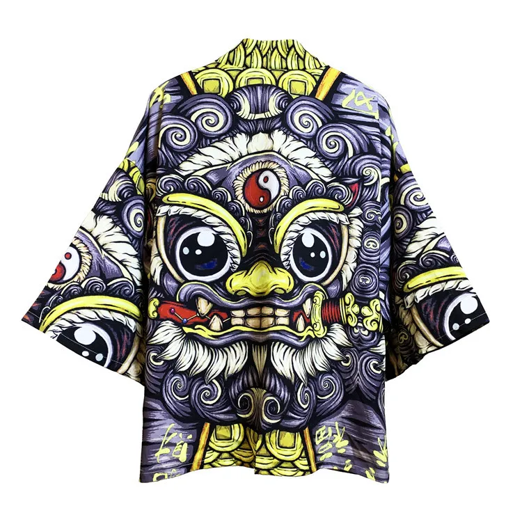 

The Great Wave Off Kanagawa Man Japanese Traditional Orient Ethnic Cardigan Kimono Haori Man Unisex Thin Loose Ukiyo-e Outfits