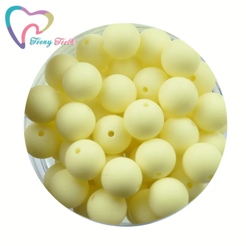 

Teeny Teeth 10 PCS Cream Yellow Silicone Round Beads BPA Free 9-15 MM Baby Teething Chewable Loose Beads For Necklace Pacifier