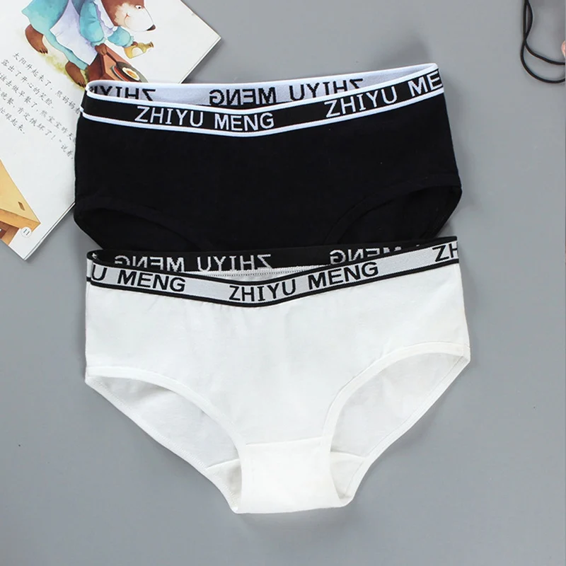Хлопковые трусы для девочек подростков детское нижнее белье с буквенным принтом