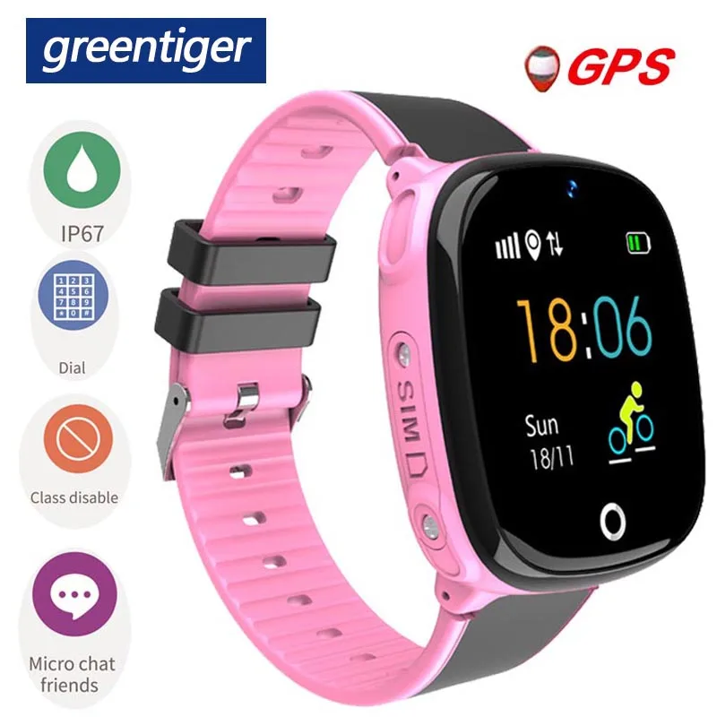 Смарт-часы Greentiger HW11 для детей водонепроницаемые IP67 шагомер SOS GPS LBS-позиция |
