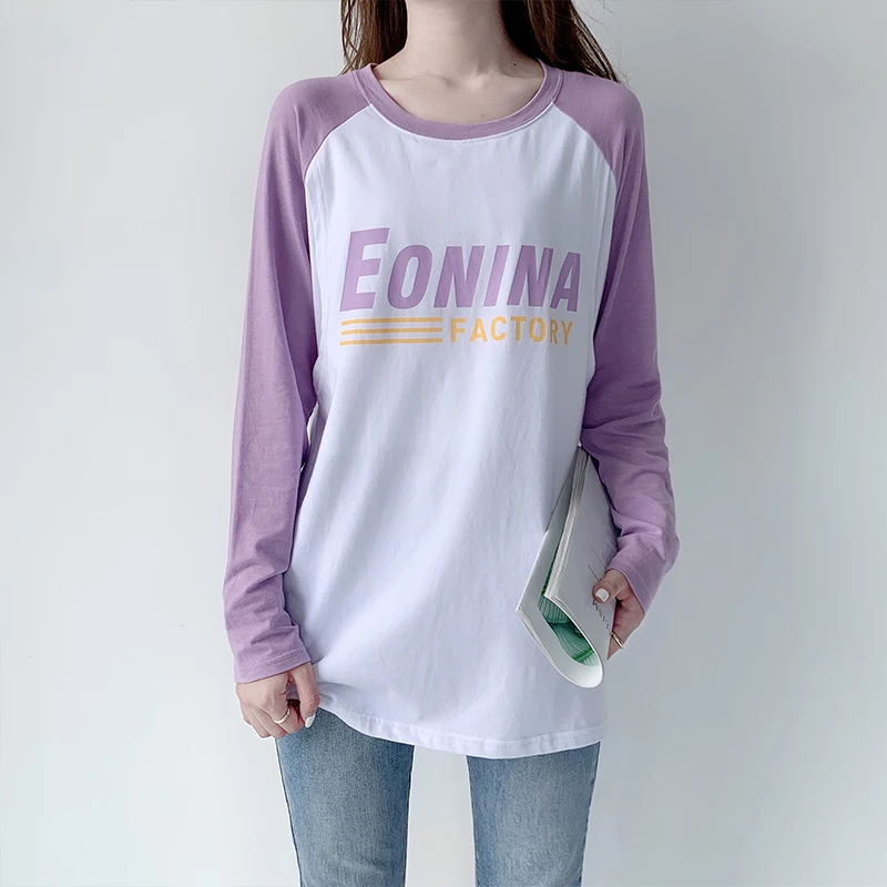 Весна Осень 2020 Стильная хлопковая футболка с длинными рукавами для грудного
