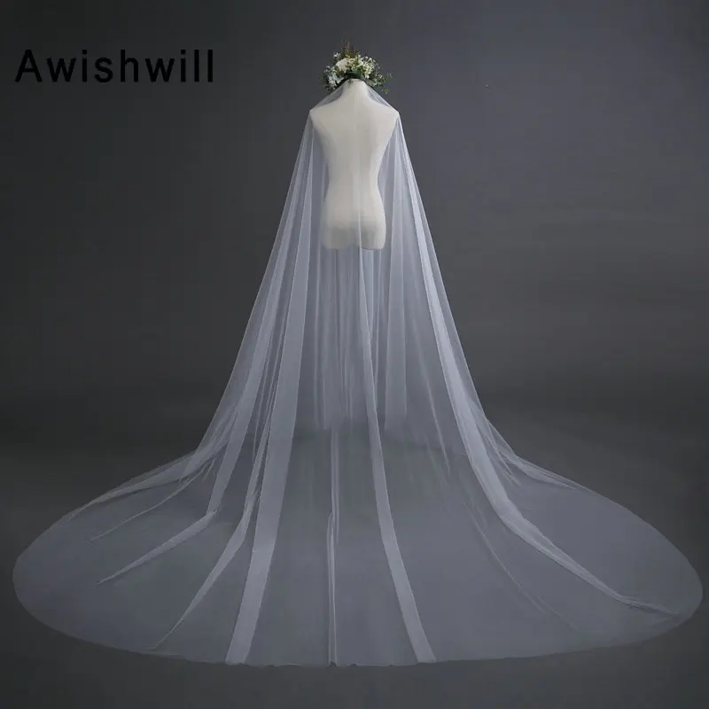 Дешевые реальные фотографии 3M белая слоновая кость свадебная вуаль однослойная