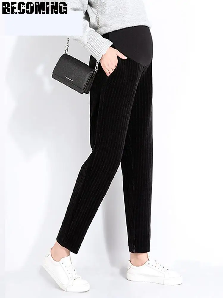 Брюки для беременных осень-зима свободные брюки с редисом большие черные