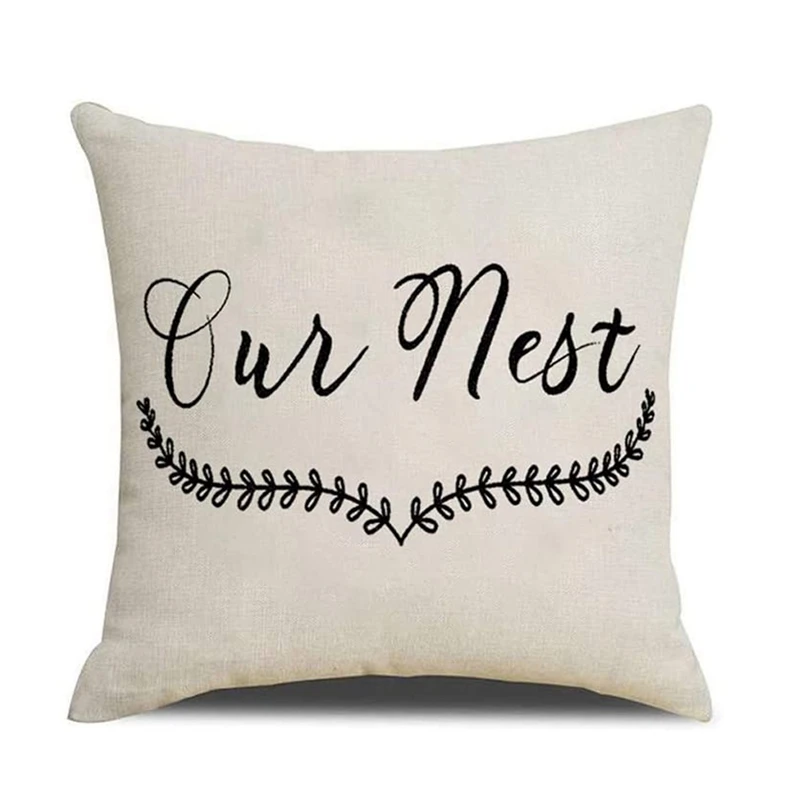 

Farmhouse Throw Pillow Covers Linen Rustic Farm Cushion Cover for Couch Sofa Bed 18X18 Set of 4 Farmhouse Decor