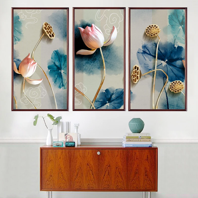 

3D DIY Lotus Flower Wall Stickers living Room Wall Art Decal Sofa TV Backdrop Home Decor Wallpaper Murals