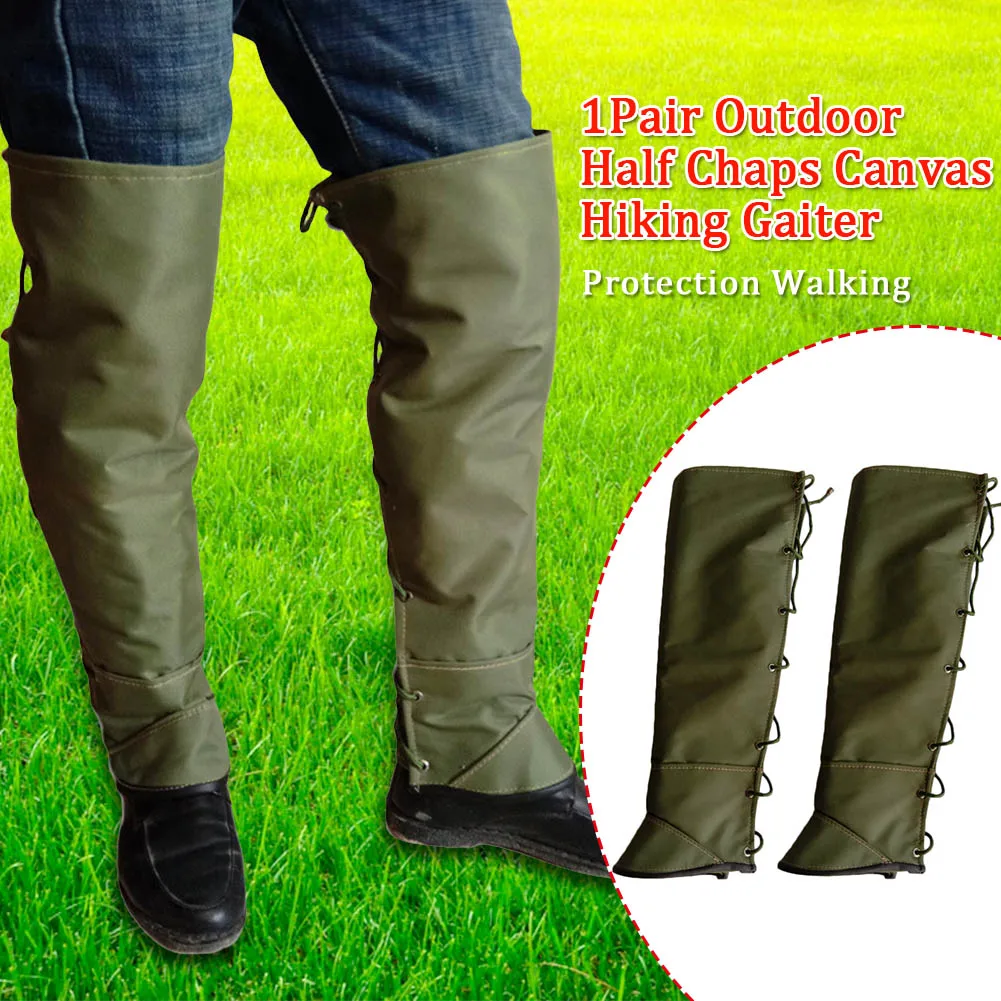 

1pair Walking Outdoor Climbing Snow Warmer Hunting Snake Protection Legging Hiking Gaiter Safety Guard Canvas Cover Half Chaps