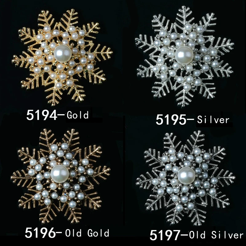 

JKJ 10PCS Women Lady Fashion Charm Snowflake Imitation Pearl Rhinestone Alloy Crystal Wedding Party Brooch Pin Clothes Bag DIY