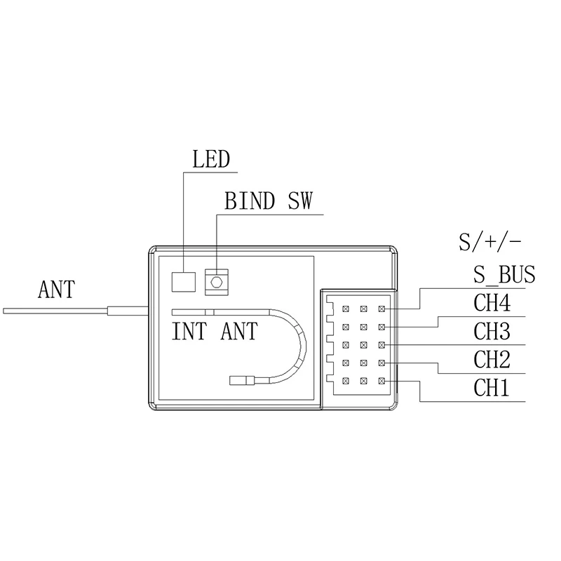 

RFS04C S-FHSS Compatible 4CH+S_BUS 4 Channel Surface Receiver Special for RC Car and Boat Receiver