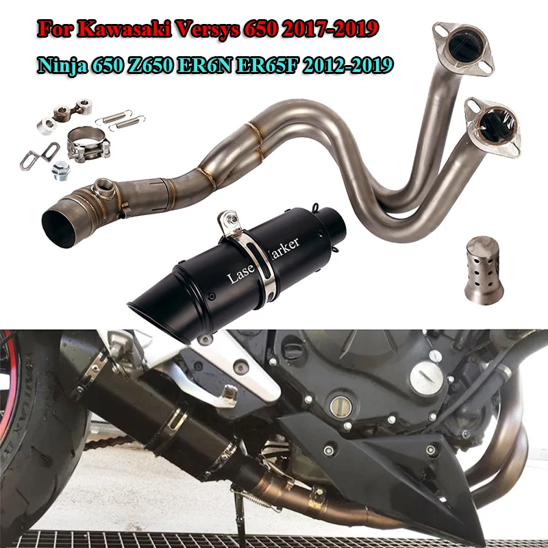 

Ninja 650 Complete Exhaust System Motorcycle Front Mid Link Pipe Connect 51mm Muffler Tip for Kawasaki Z650 ER6N ER6F Versys 650