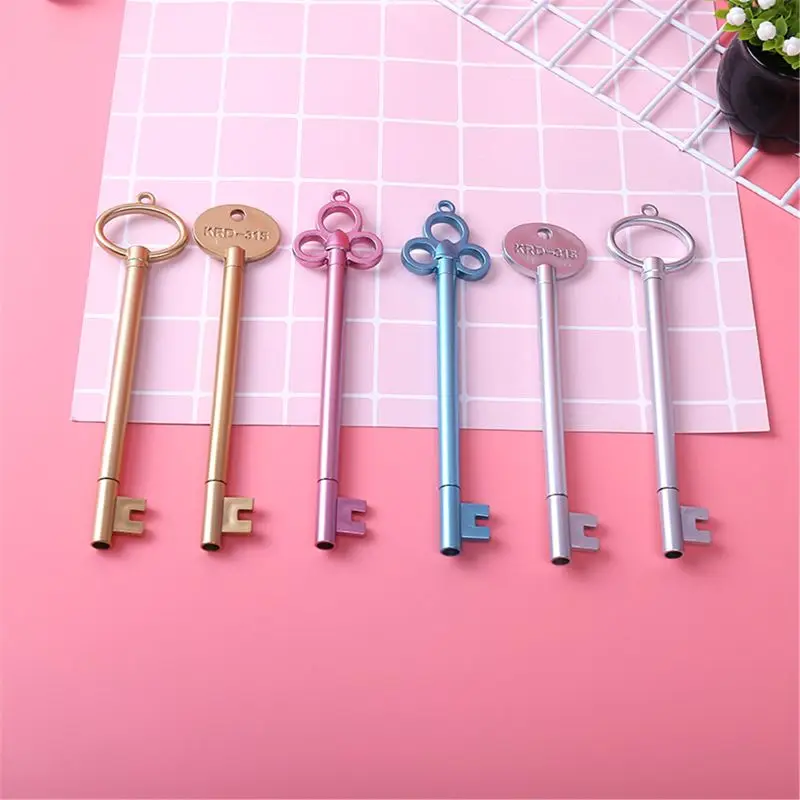 

W3JD 6pcs/set Retro Key Neutral Pen Student Cartoon Cute Signing Writing Pen
