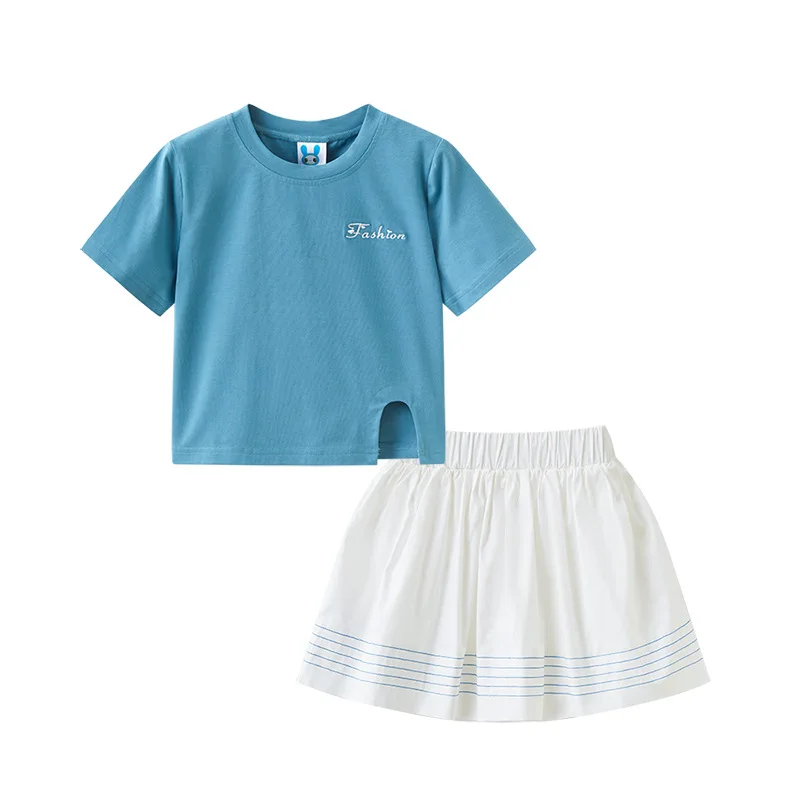 Одежда для подростков девочек комплект детской одежды: футболка и юбка костюм