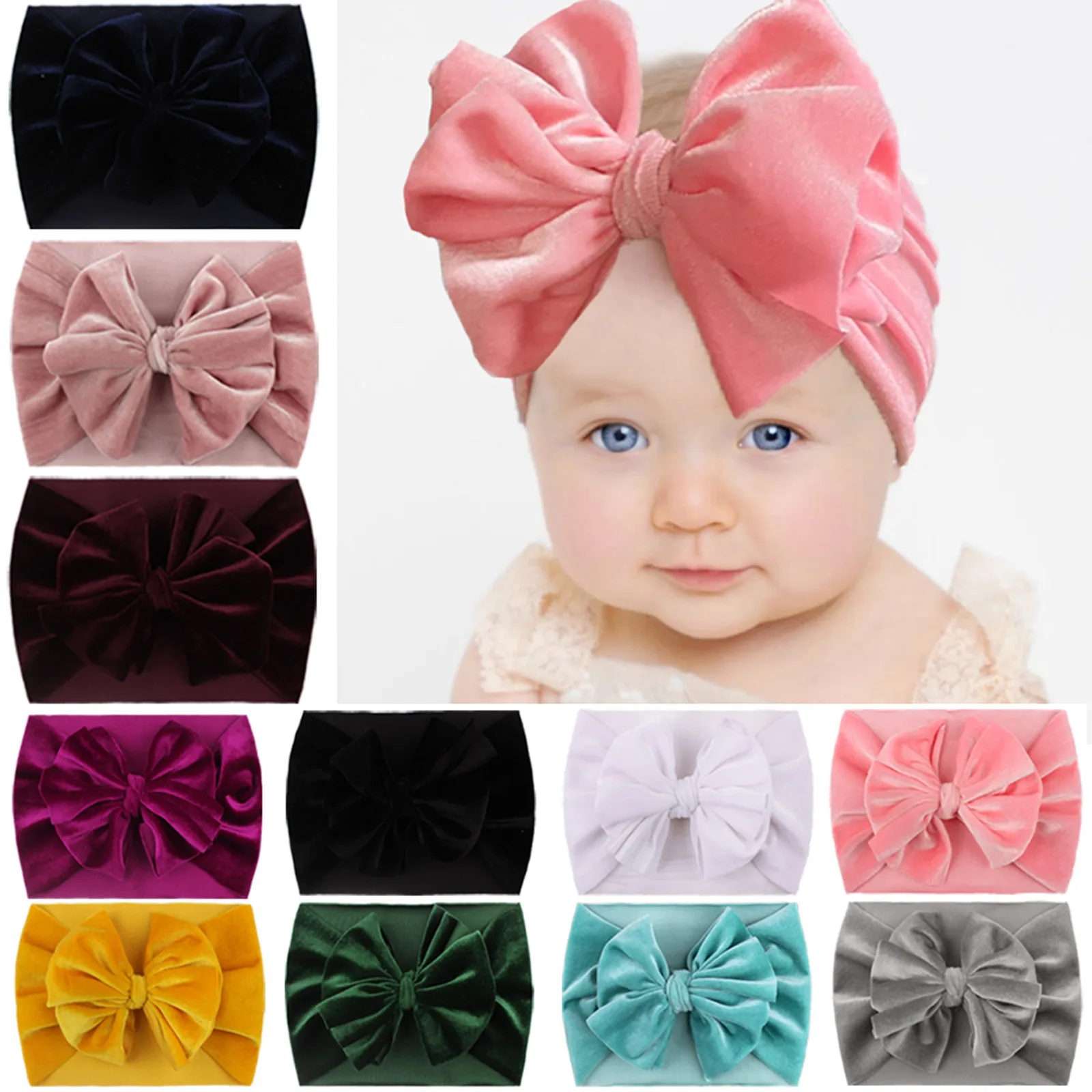 

Baby Kids Newborn Girls Baby Multi Solid Color Headband Hair Band Bowknot Baby Accessories Headwears повязка на голову Headband