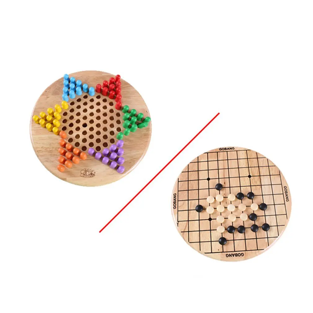 

Wooden Jumping Gomoku Wooden Six-Color Two-In-One Board Game For Children Board Games Educational Toys