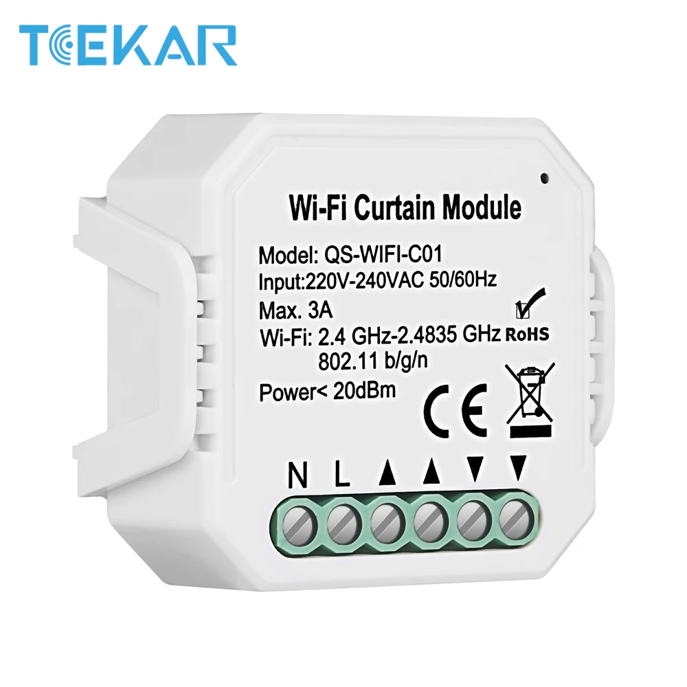 

TEEKAR WiFi РЧ умный занавес модуль переключатель для рольставни слепой мотор дистанционное управление работа с Tuya/ Alexa/ Google Assistant