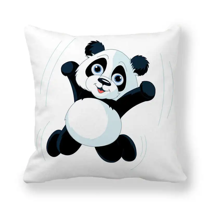 

Cute Single One Side Print Cushion Cover Panda Polyester Pillow Cover for Home Sofa Seat Throw Covers Decorative 45x45cm
