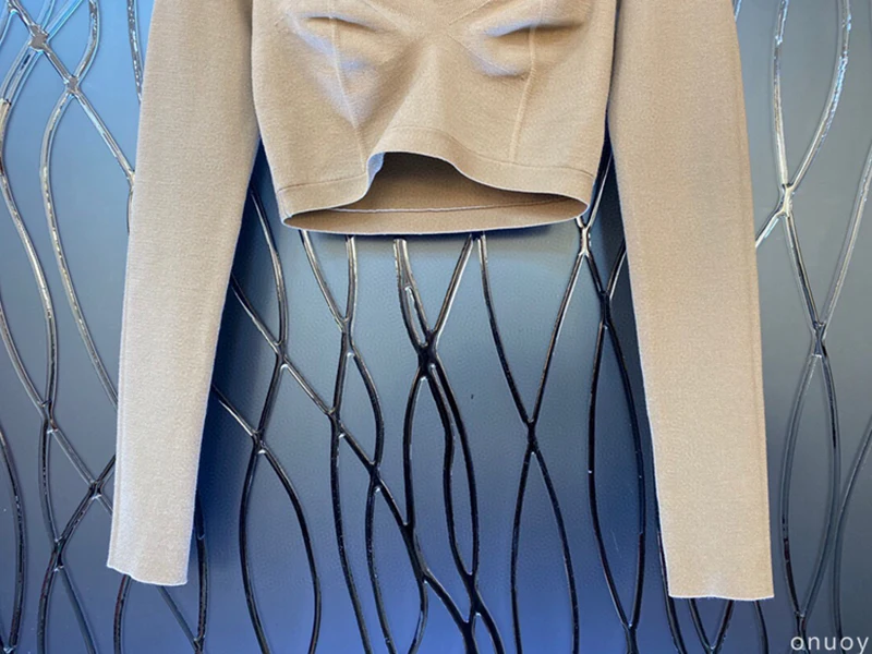 

VGH Casual Minimalist Knitting Pullovers For Women V Neck Long Sleeve Sexy Solid Sweater Female Fashion New Clothing 2020 Fall