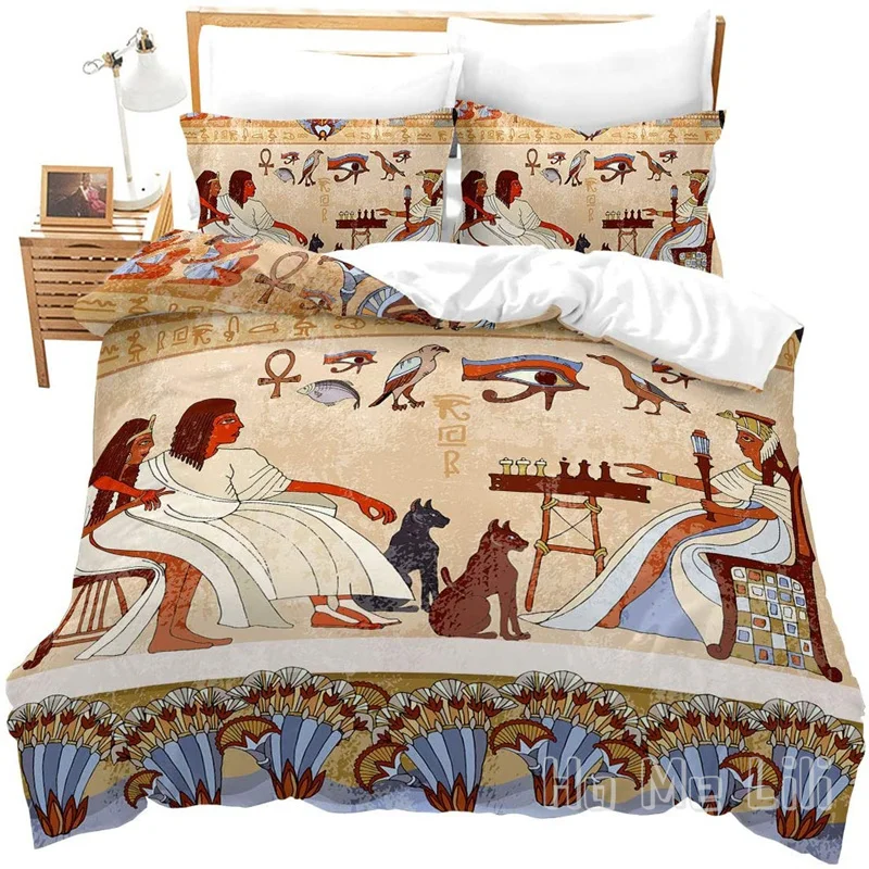 

Egypt Duvet Cover By Ho Me Lili Ancient Egyptian Pattern Decor Bedding Set For Adult Exotic Retro Tribe Style