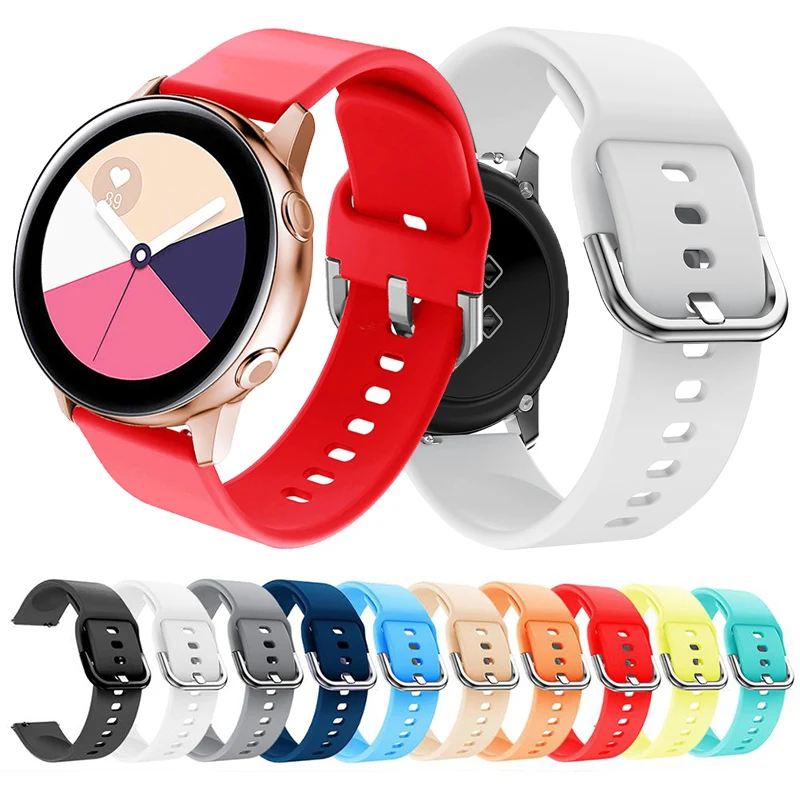 Ремешок силиконовый для спортивных часов браслет Samsung Galaxy Watch 42 мм Active2 40 Gear S2 Classic