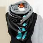 Шарфы с пуговицами-бабочками для женщин и мужчин, зимний роскошный черный шарф, женская и Мужская Теплая бандана, хиджаб, Повседневная шаль, женский платок