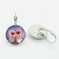 fashion cute animal cartoon style glass earrings cute animal pug earrings gift jewelry for kids kids